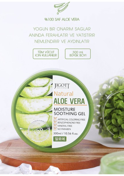 %100 Saf Aloe Vera Moisture Soothing Gel - Yoğun Nemlendirici Yatıştırıcı Bakım Jeli Büyük Boy