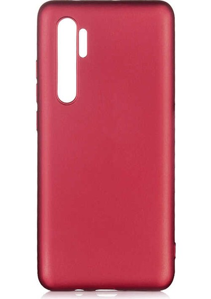 Xiaomi Mi Note 10 Lite Kılıf Mat Premium Silikon Kılıf Bordo + Tam Kaplayan 6D Polymer Nano Ekran Koruyucu