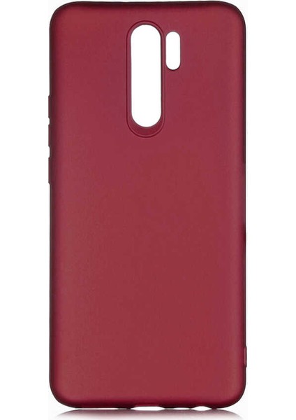 Xiaomi Redmi 9 Kılıf Mat Premium Silikon Kılıf Bordo + Cam Ekran Koruyucu