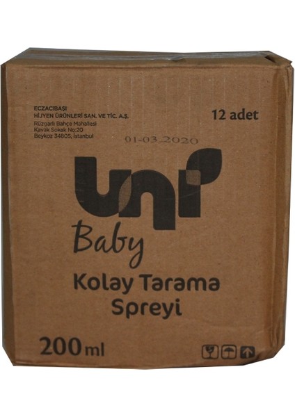 Uni Baby Kolay Tarama Spreyi 200 ml - 12'li