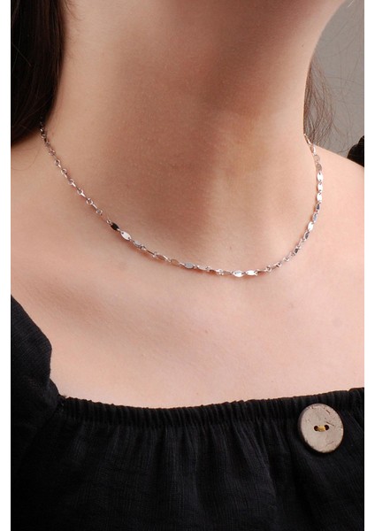 Pullu Tasarım Choker Gümüş Kolye 6586
