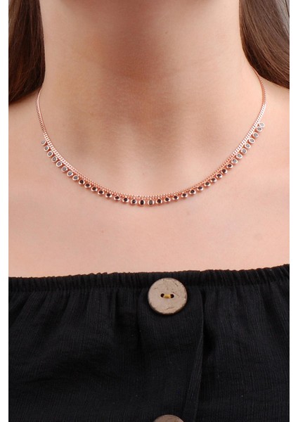Rose Gümüş Choker Kolye 6571