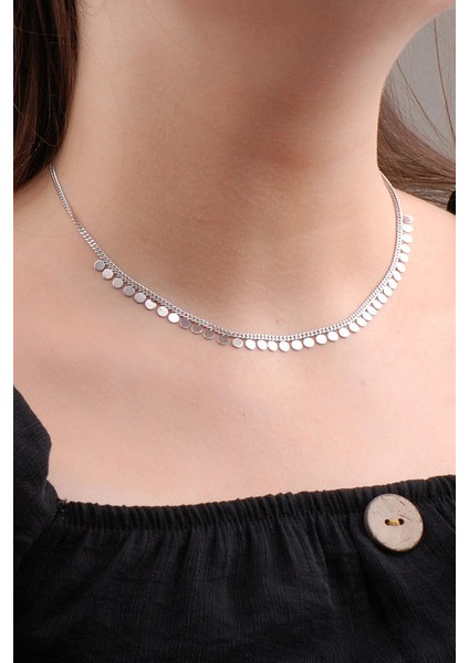 Pullu Choker Gümüş Kolye 6574