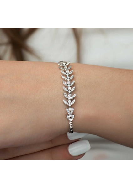 Gümüş Yaprak Su Yolu Bayan Bileklik fiyatları