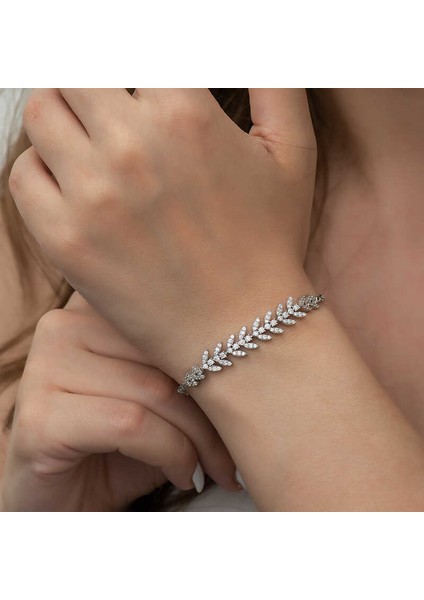 Gümüş Yaprak Su Yolu Bayan Bileklik modelleri