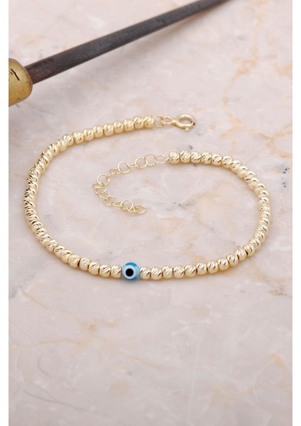Dorissa Altın Yaldızlı Nazar Boncuklu Bileklik 3365