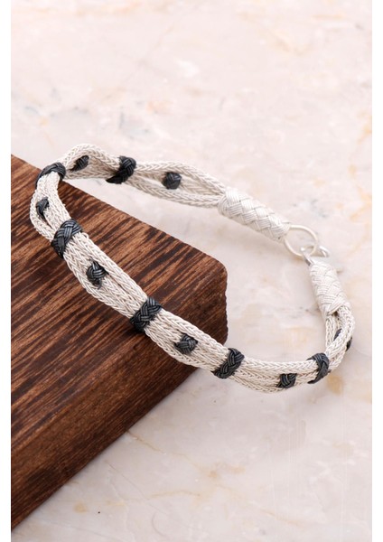 Kazaziye Işlemeli El Sarması Gümüş Bileklik 3314