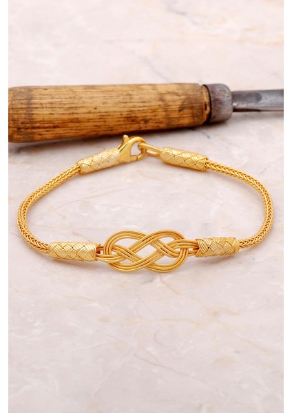 Sonsuzluk Altın Yaldızlı Gümüş Bileklik 3377
