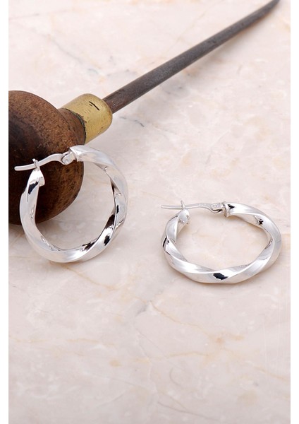 Burgu 28 mm Gümüş Halka Küpe 4893