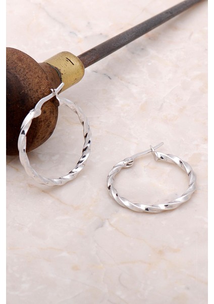 Burgu Gümüş 25 mm Halka Küpe 4985