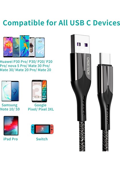 5A USB-C Süper Hızlı Şarj Kablosu - 1.2 Metre - Siyah fırsatları