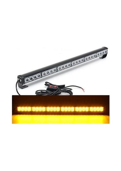 Tepe LED Bar Çakarlı Off Road 12-24V 90cm Sarı-Sarı Metal Gövde