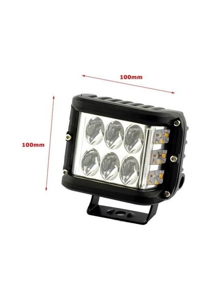 Off Road 6 Ledli Çakarlı Çalışma Lambası Kare 12-24V Sarı-Beyaz