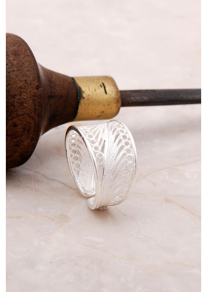 Telkari Işlemeli Gümüş Tasarım Trend Yüzük 3029