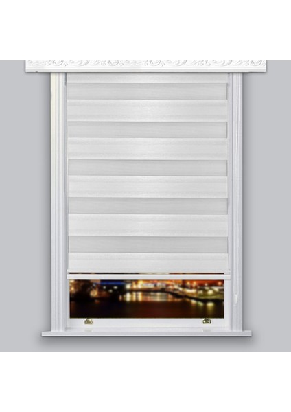 Simli Zebra Perde Pretty Beyaz MZ159-1 40x260 cm