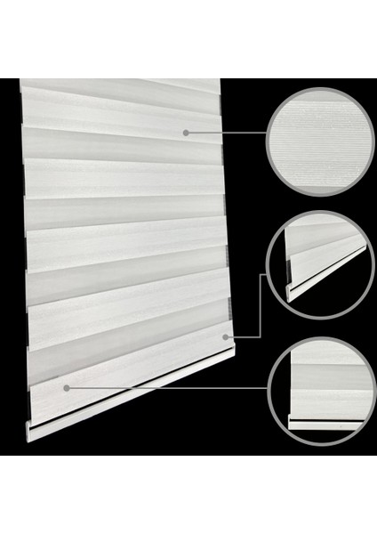 Simli Zebra Perde Pretty Etek Dilimli Beyaz MZ159-1E 40x260 cm