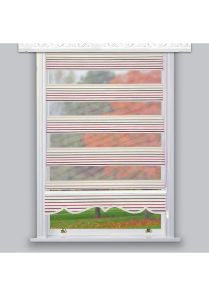 Zebra Perde Pliseli Roya-05 Etek Dilimli Pembe MZ535-5E 40x260 cm