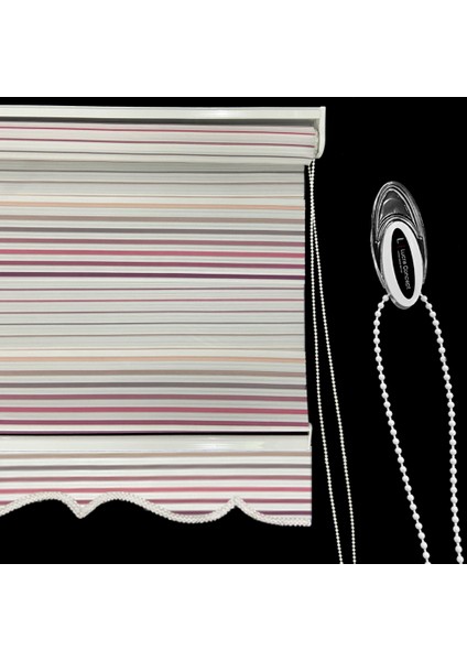 Zebra Perde Pliseli Roya-05 Etek Dilimli Pembe MZ535-5E 40x260 cm