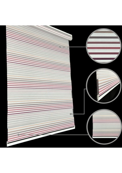 Zebra Perde Pliseli Roya-05 Etek Dilimli Pembe MZ535-5E 40x260 cm