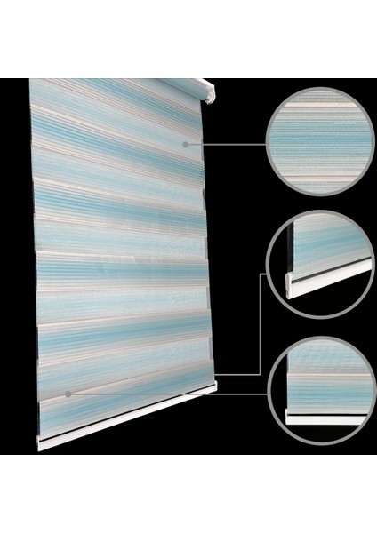 Zebra Perde 659-8 Etek Dilimli & Boncuklu Yeşil MZ659-8EB 70x260 cm