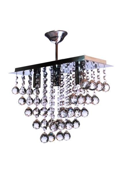 Dikdörtgen 3'lü Kristal Taşlı Spor Avize