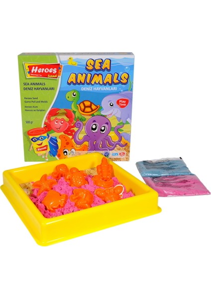 KUM-009 Heroes Kum Havuzudeniz Hayvanları Kalıplı 500 gr Kumlu Set