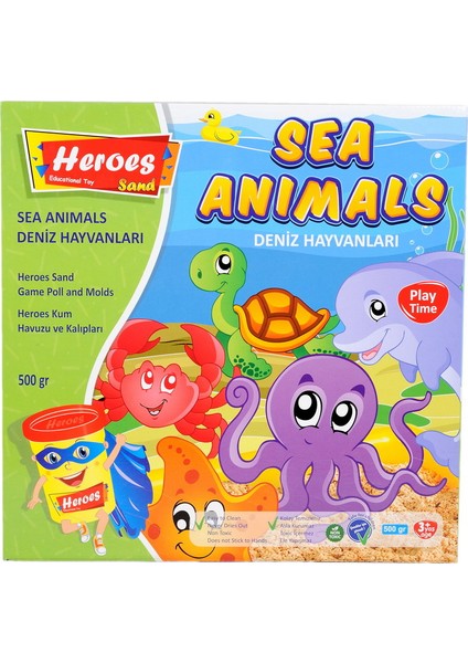 KUM-009 Heroes Kum Havuzudeniz Hayvanları Kalıplı 500 gr Kumlu Set