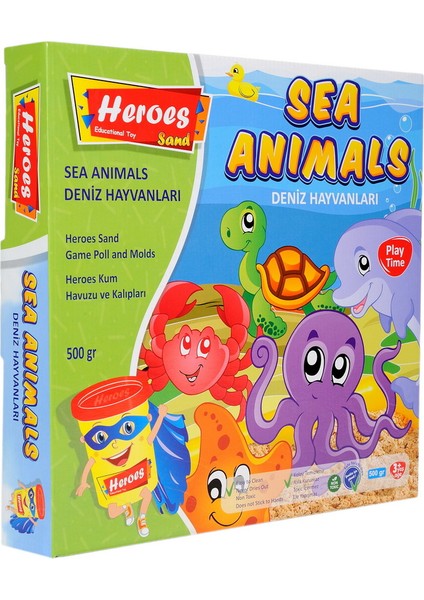 KUM-009 Heroes Kum Havuzudeniz Hayvanları Kalıplı 500 gr Kumlu Set