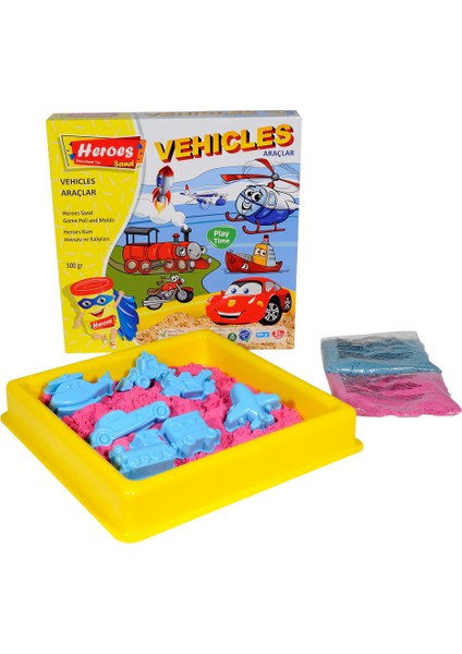 KUM-010 Heroes Kum Havuzuaraç Kalıpları 500 gr Kumlu Set