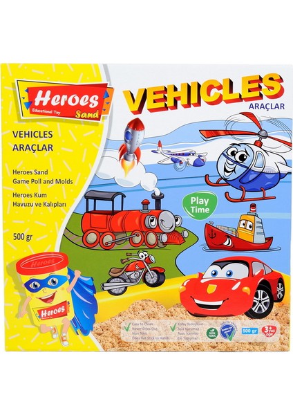 KUM-010 Heroes Kum Havuzuaraç Kalıpları 500 gr Kumlu Set