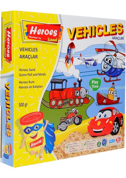 KUM-010 Heroes Kum Havuzuaraç Kalıpları 500 gr Kumlu Set