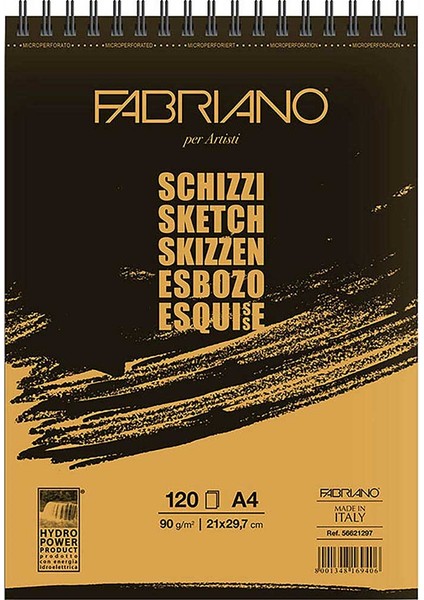Schizzi Sketch Pad Spiralli Eskiz Çizim Defteri 90 gr 80 Yaprak A4