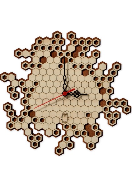 Dekoratif Ahşap Duvar Saati Bal Peteği Tasarım