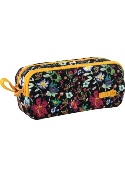 Kalem Kutusu Çift Bölmeli Garden Premier Siyah Işlemeli