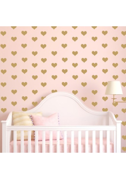 48'li Altın Renkli Kalpler Çocuk ve Bebek Odası Sticker