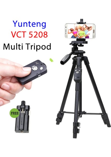 Yunteng VCT-5208 Bluetooth Kumandalı Telefon Destekli Tripod