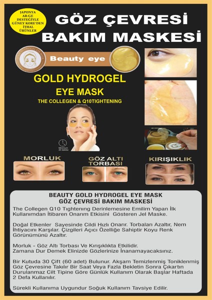 Beauty Eye Gold Göz Maskesi 30 Kullanımlık