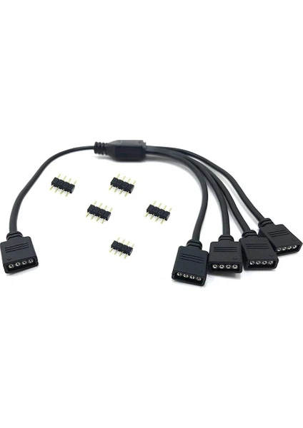 4376 Rgb Şerit 4 Pin LED Çoklayıcı Splitter Tek Kumanda 4 Çıkış