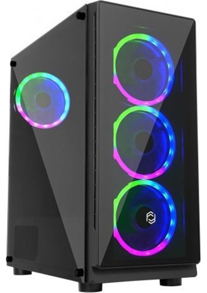 Fribsy FC-9280G 600 W 80+ Bronz 4 FAN LED Tamper Camlı ATX Midi Tower Bilgisayar Kasası
