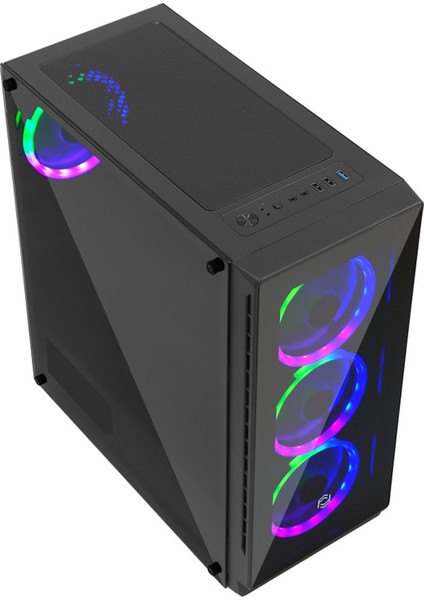 Fribsy FC-9280G 600 W 80+ Bronz 4 FAN LED Tamper Camlı ATX Midi Tower Bilgisayar Kasası