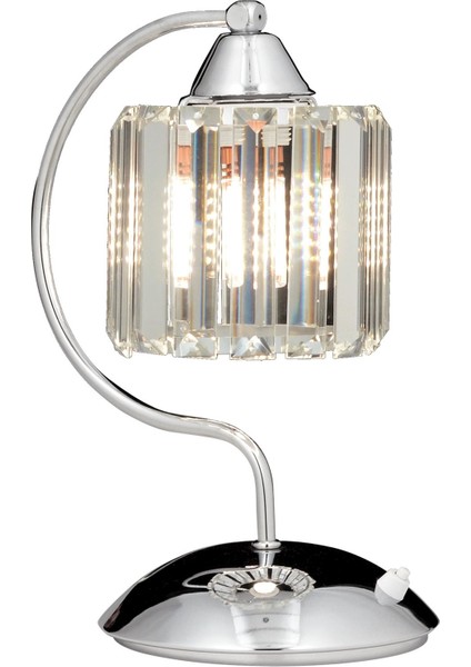 ML-65244-1K Krom Kaplama Masa Lambası E27 Metal Kristal 20x25cm