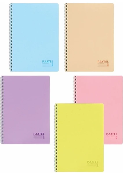 Keskin Color Pastel A4 80 Yaprak Spiralli Pp Kapak Kareli Defter Seti 5'li