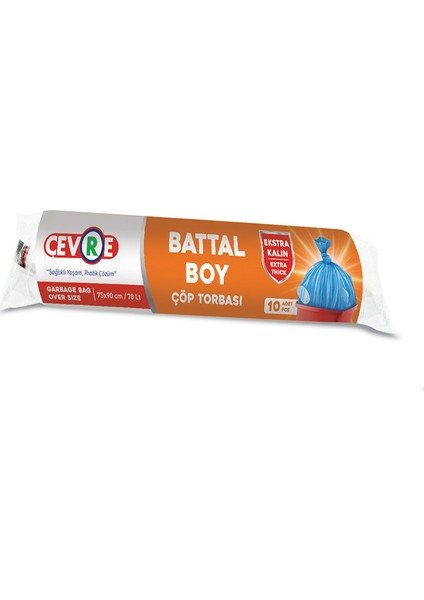 Battal Boy Çöp Torbası Ekstra Kalın 10'lu 75 x 90 cm