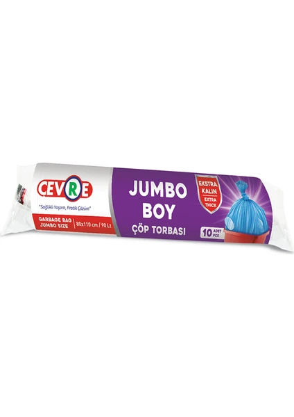 Jumbo Boy Çöp Torbası Ekstra Kalın 10'lu 80 x 110 cm