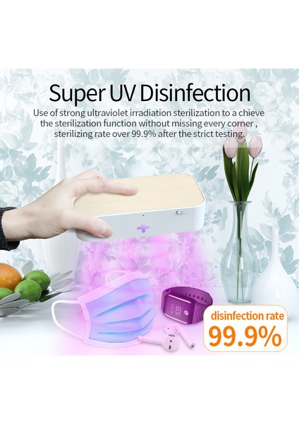 X-7 15W Kablosuz Hızlı Şarj Standı + Uvc Sterilizatör