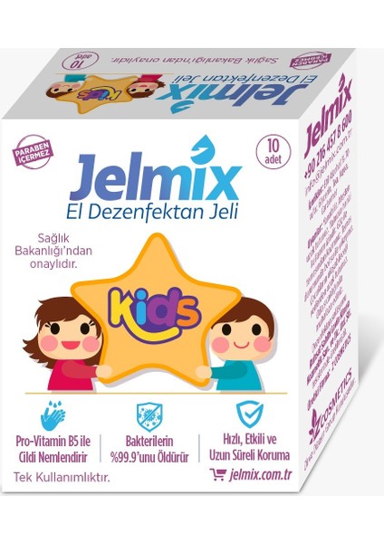 , Tek Kullanımlık El Dezenfektan Jeli-Kids 10'lu Paket