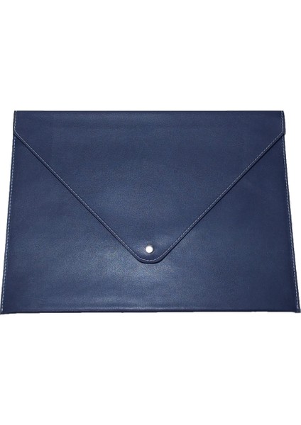 A4 Suni Deri Zarf Çıtçıtlı Dosya 25,5 x 33,5 cm Lacivert