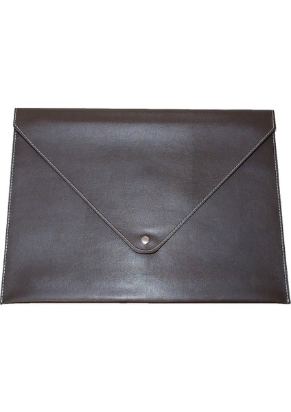 A4 Suni Deri Zarf Çıtçıtlı Dosya 25,5 x 33,5 cm Kahve