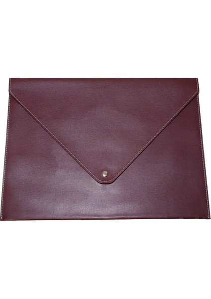 A4 Suni Deri Zarf Çıtçıtlı Dosya 25,5 x 33,5 cm Bordo