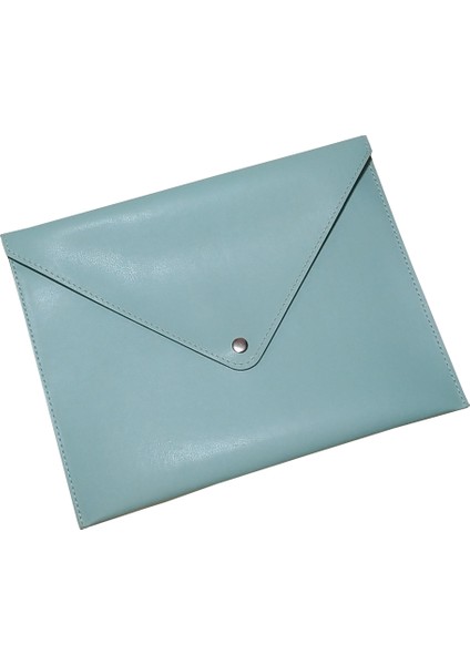 A5 KÜÇÜK BOY Suni Deri Zarf Çıtçıtlı Dosya 19,5 x 24,7 cm ( A5 EVRAKLAR İÇİN UYGUNDUR ) Su Yeşili